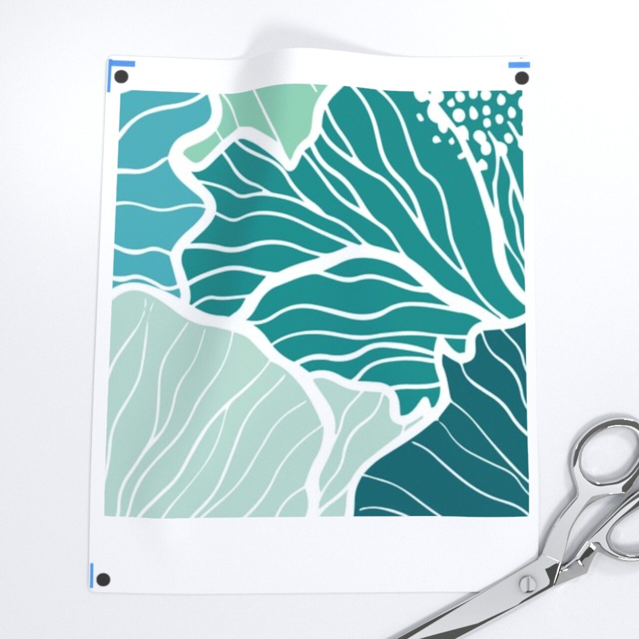 Bold Floral Botanical Tropical Island Beach Hibiscus Lines Abstract Large Scale Blue Green Yellow Vacation Coastal Nature Flowers Custom Printed Fabric by Spoonflower Various Fabrics by the Yard or Fat Quarter